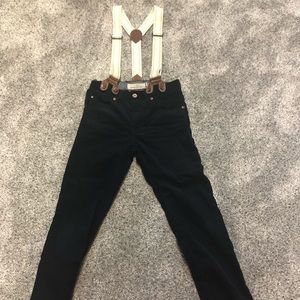 H&M boys navy corduroys with suspenders